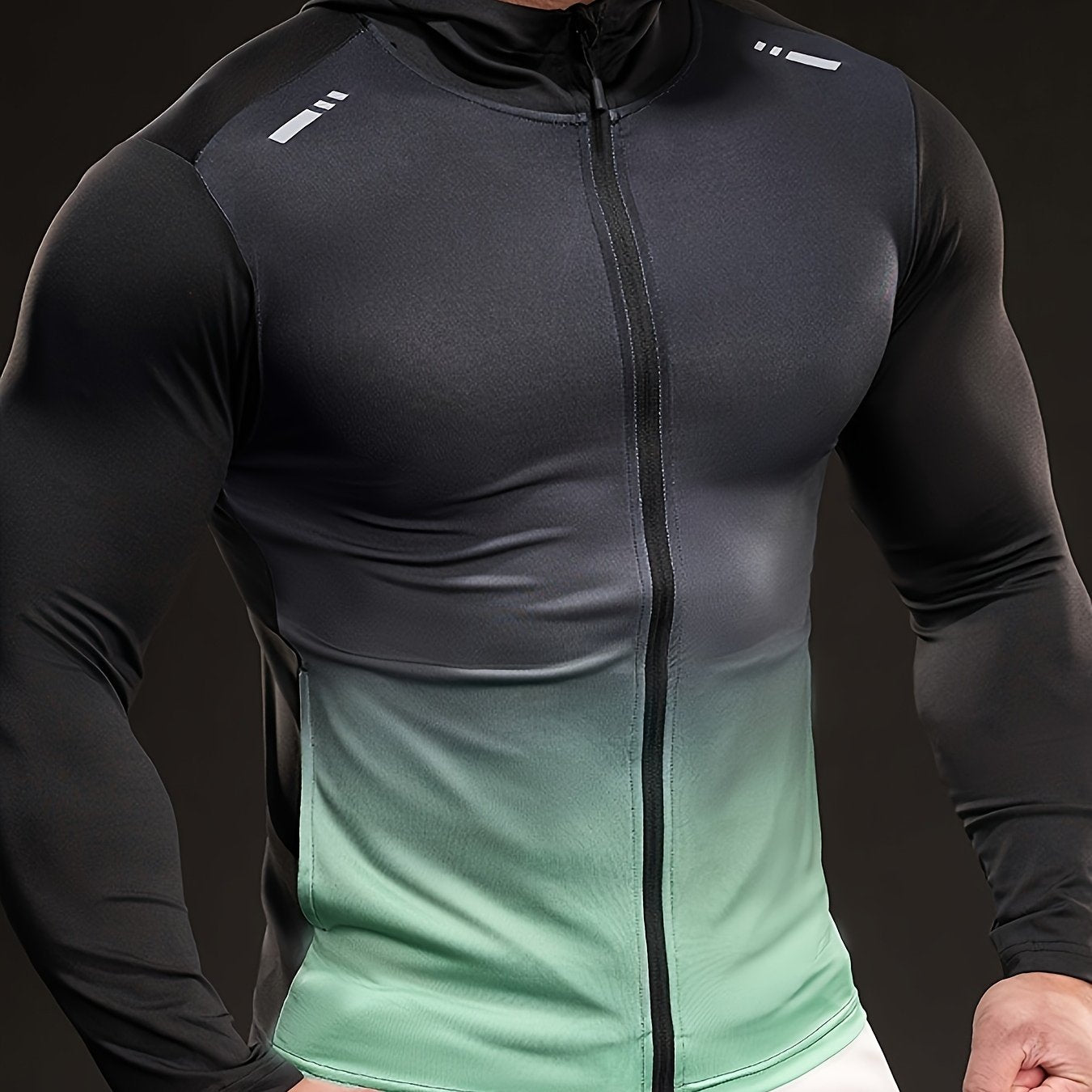 Men'S Black Ice Slicky Fiber Hoodie - Long Sleeve, High-Stretch, Zip-Up Sports Top with Zipper Pockets, Perfect for Fitness & Outdoor Activities, Outdoor Sports Top|Zippered Hoodie|Stretchy Fabric