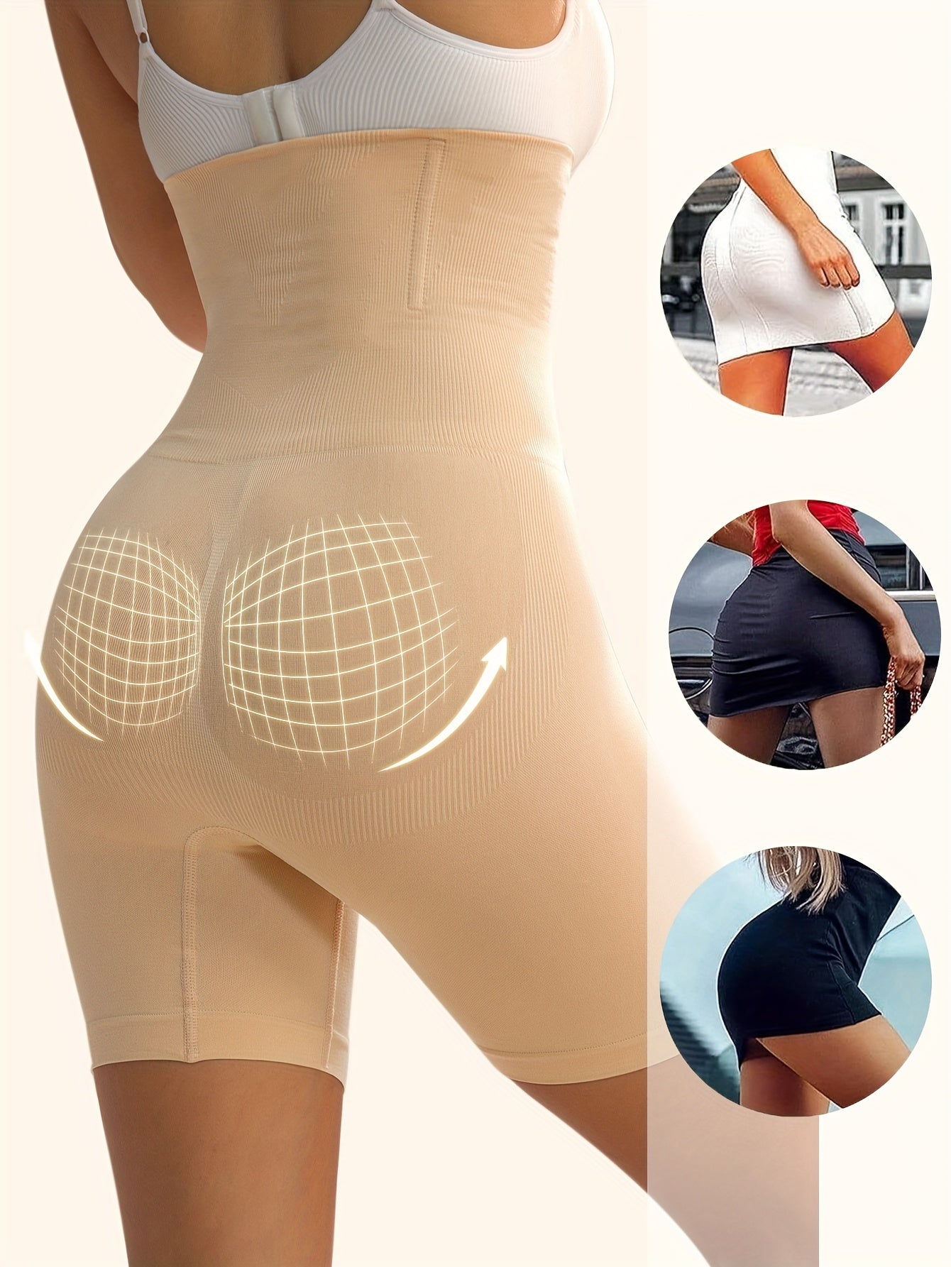Tummy Control High Waist Sports Shorts, Waist Shaping Running Yoga Shorts, Women's Activewear Wide Waistband