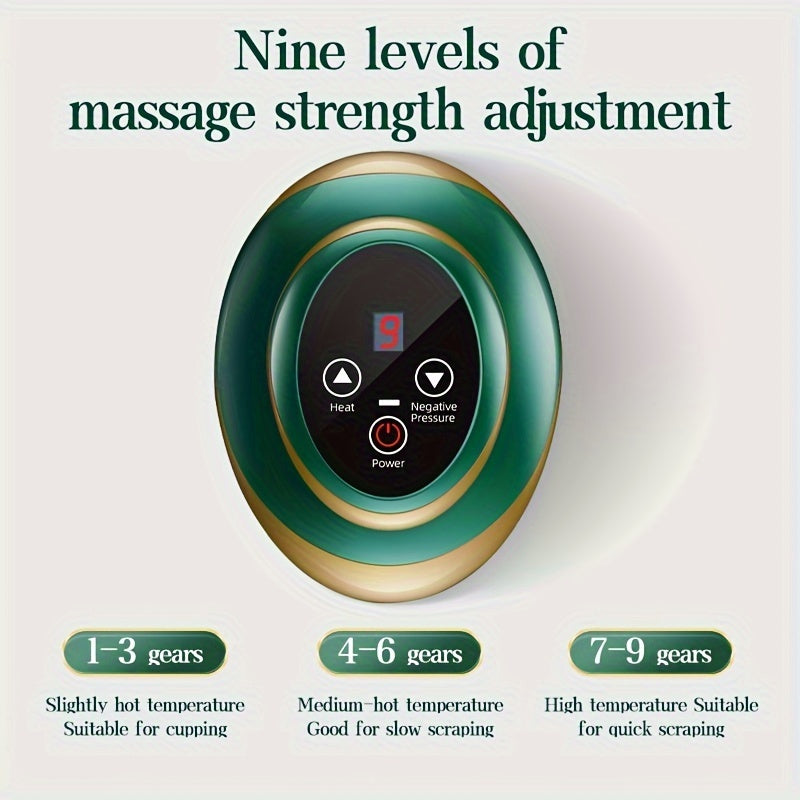 USB Rechargeable Smart Vacuum Cupping Massager, Electrically Heated Gua Sha Suction Cup Gua Sha Jar. with electric heating and gua sha function - 1200mAh lithium battery