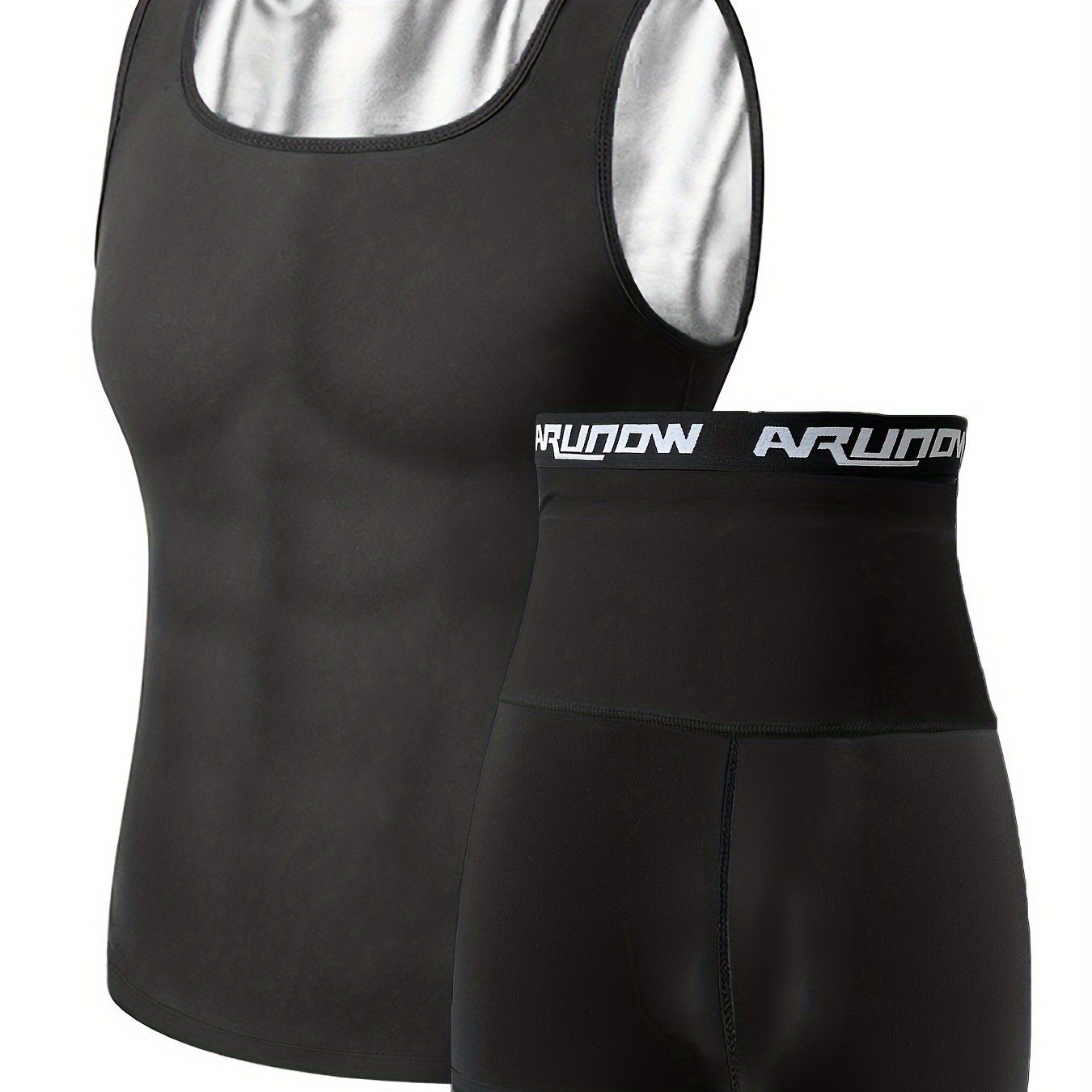 Sauna Hoodie Sweat Vest and Shorts Set for Men, Shapewear Shorts, Sports Sleeveless Underwear, Jogging Pants, Underwear Set, European Size