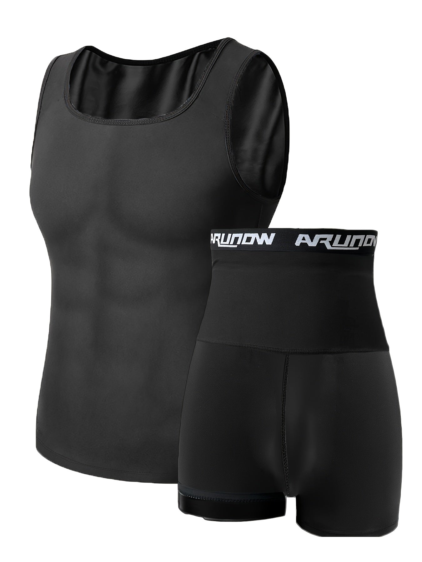 Sauna Hoodie Sweat Vest and Shorts Set for Men, Shapewear Shorts, Sports Sleeveless Underwear, Jogging Pants, Underwear Set, European Size