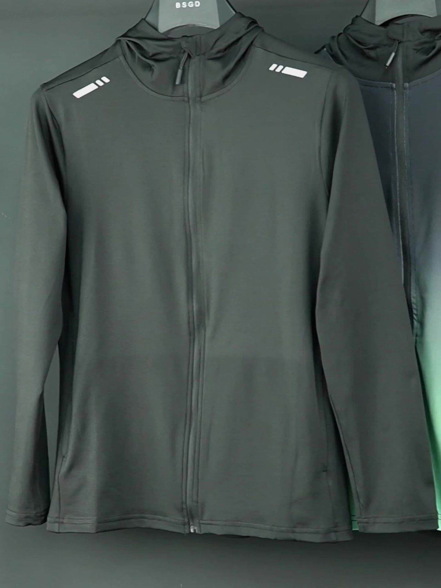 Men'S Black Ice Slicky Fiber Hoodie - Long Sleeve, High-Stretch, Zip-Up Sports Top with Zipper Pockets, Perfect for Fitness & Outdoor Activities, Outdoor Sports Top|Zippered Hoodie|Stretchy Fabric