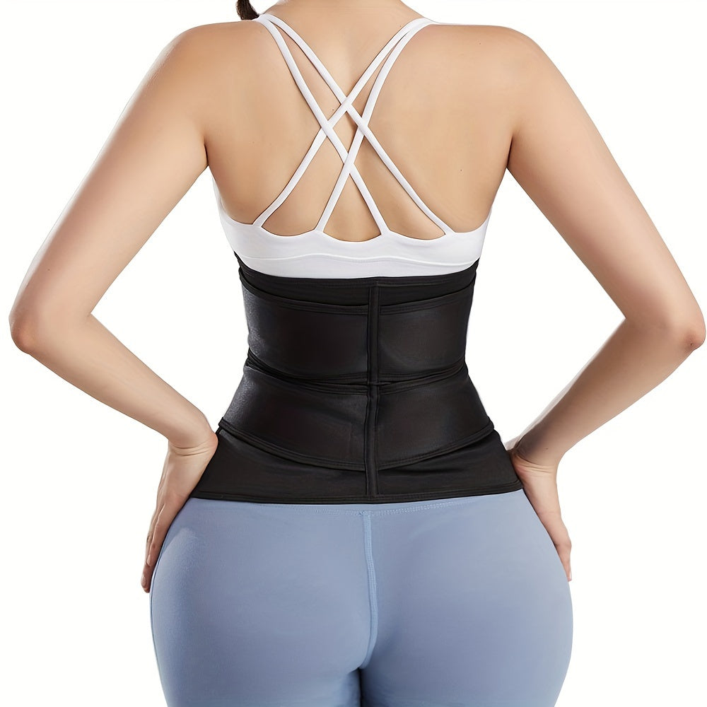 1pc Zipper Waist Trimmer With Double Belt, Waist Trainer, Hook & Loop Fastener Compression Cincher, Women's Underwear & Shapewear