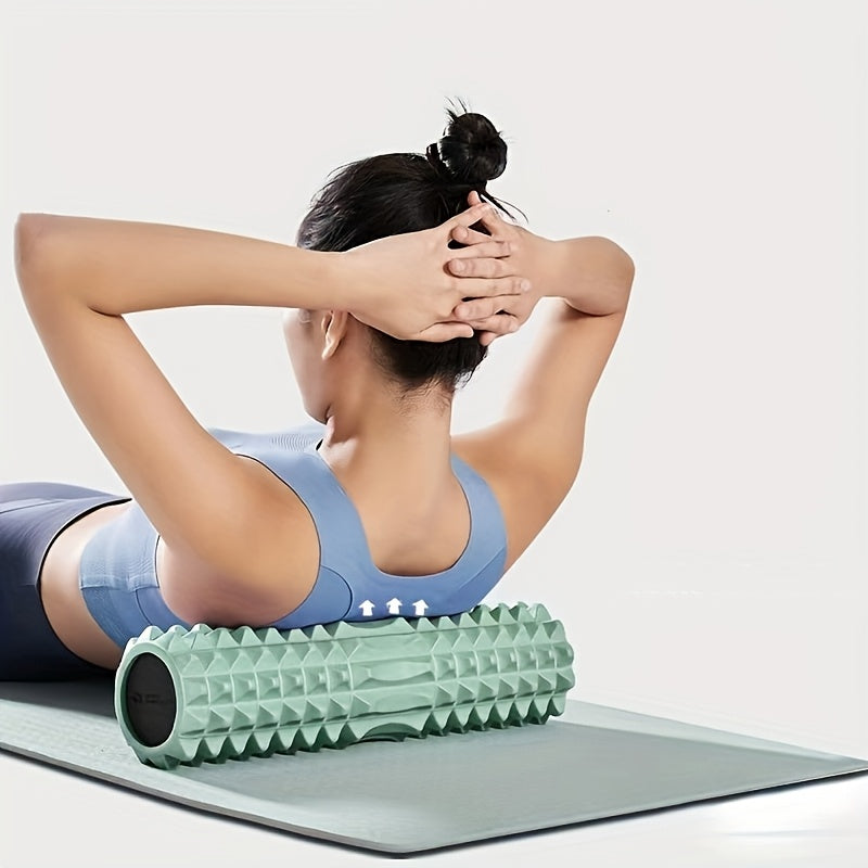 1pc EVA Foam Massage Roller for Yoga & Pilates, Medium Firmness, Manual Operation, Fitness Back Exercise Tool, Mobility Improvement, Gym Training Accessory - Black, Blue, Purple