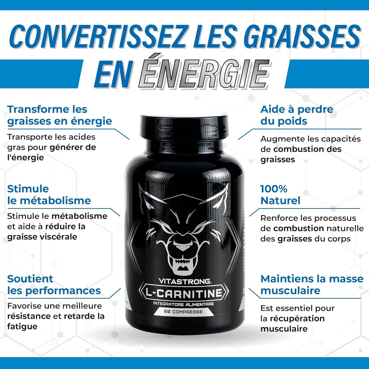 High-Dose L-Carnitine (1 per Day/2 Months), 1000mg Acetyl L-Carnitine in 60 Vegan Bioavailable Tablets, Pure Essential Amino Acid L-Carnitine Alternative to Liquid Carnitine