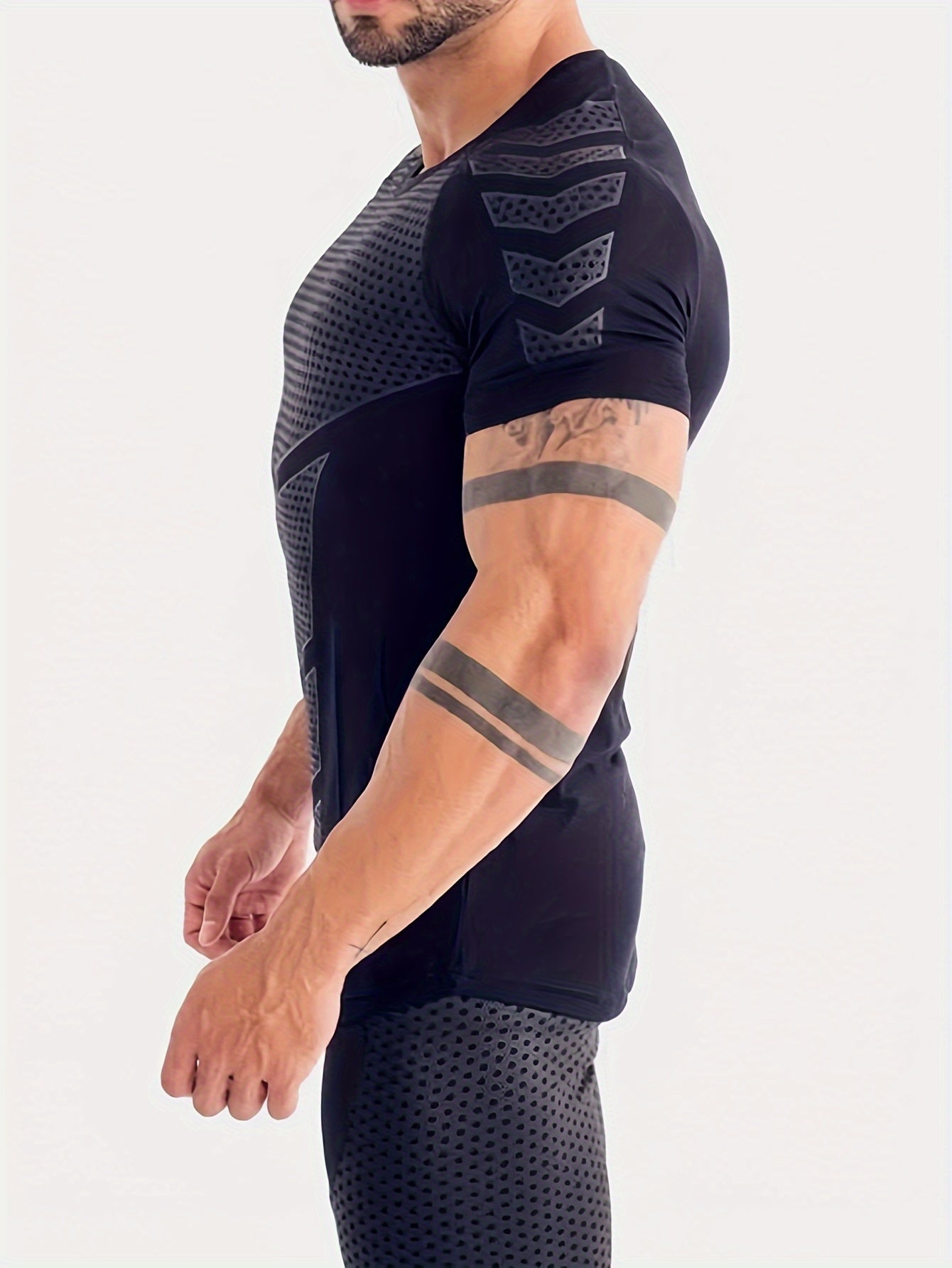 Men's Stretch Quick-drying Breathable Short Sleeve Round Neck Compression T-shirt For Body Building And Training
