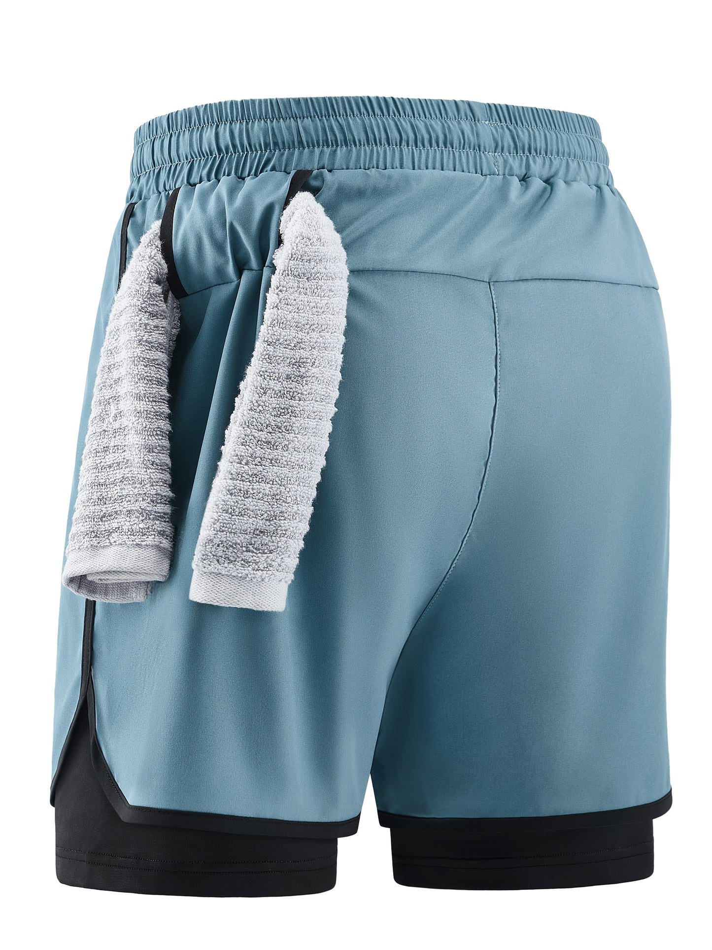 Men'S 2-in-1 Quick-Dry Breathable Athletic Shorts with Geometric Bull Head Print - Lightweight Running & Training Gear, Olive Green with Black Accents, Asymmetrical Design, Pockets, Perfect for Beach & Sports, Gym Short
