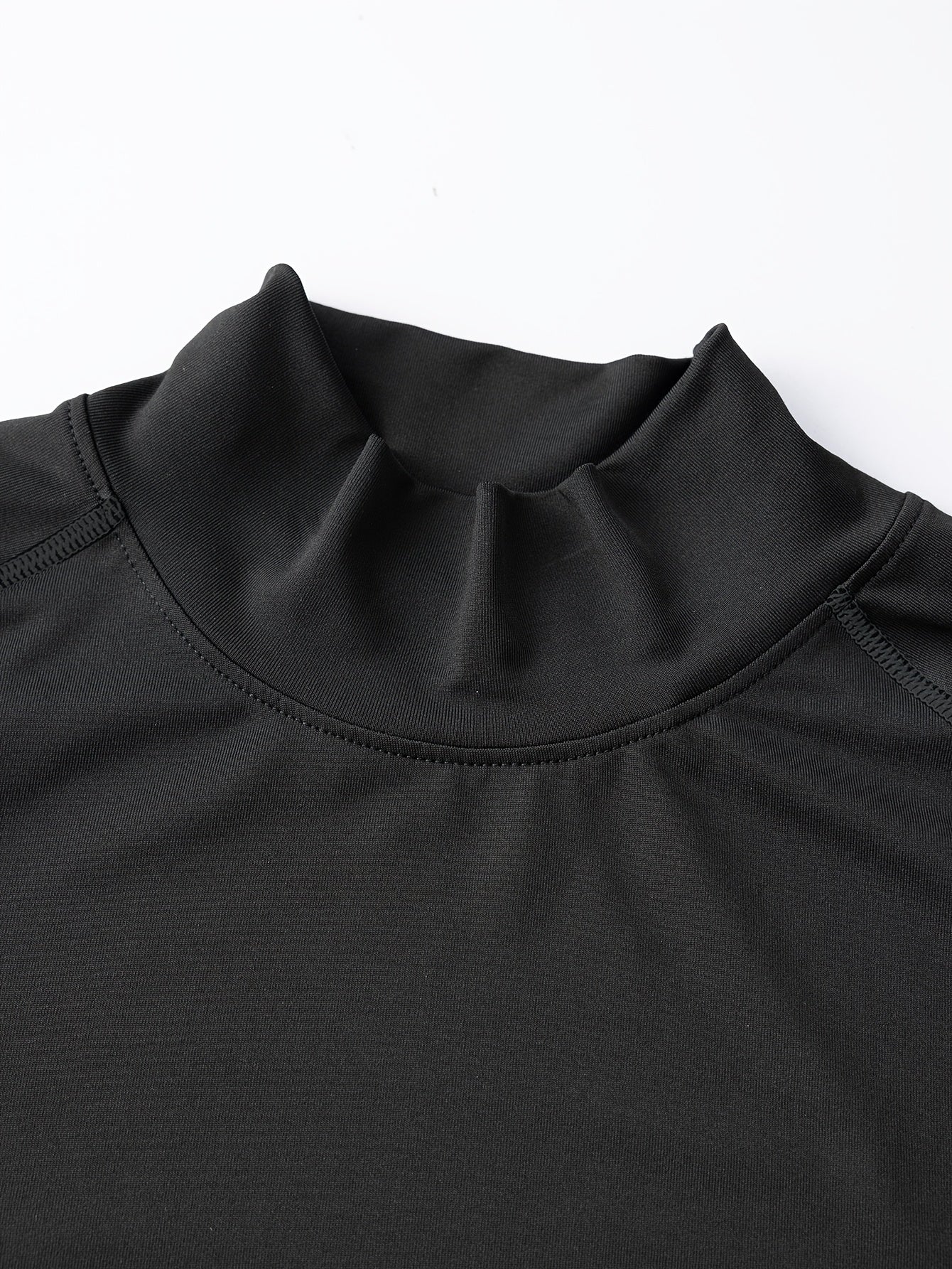 Men's Quick-Dry Stretch Fitness Shirt - High Neck Long Sleeve Workout Top, Tight-Fit Gym & Boxing Shirt for All Seasons, Moisture-Wicking Athletic Performance Apparel, Gym Clothes, Training Top, Sporty Look, Stretchy Fabric,
