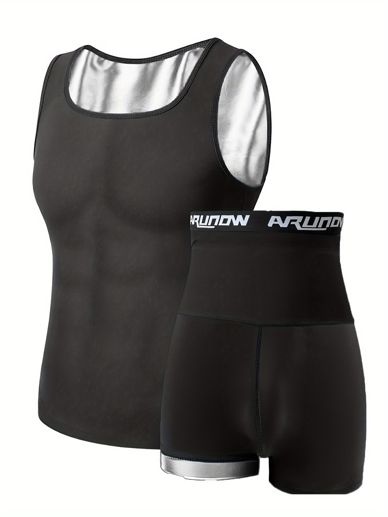 Sauna Hoodie Sweat Vest and Shorts Set for Men, Shapewear Shorts, Sports Sleeveless Underwear, Jogging Pants, Underwear Set, European Size