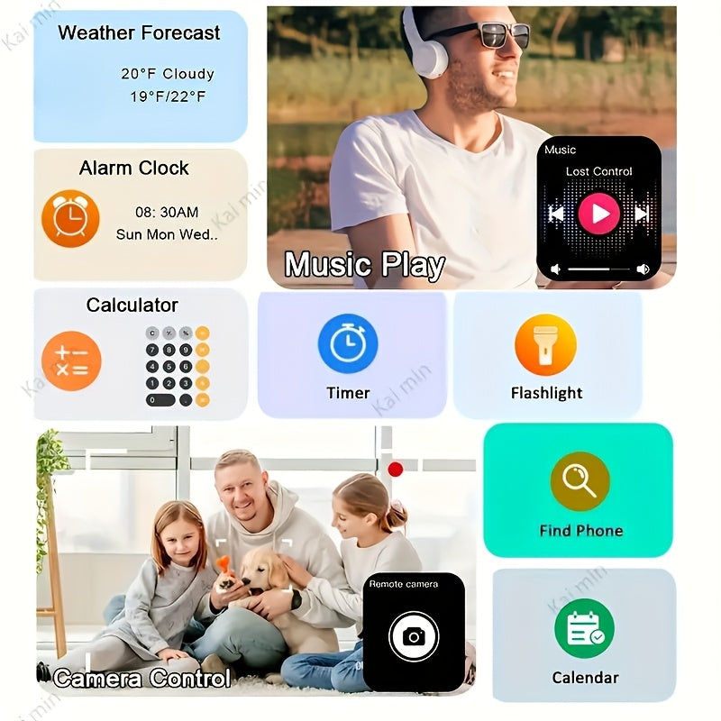 The New Full Touch High-Definition Men'S And Women'S Sports Smartwatch Features Wireless Dialing, Answering Calls, Motion Tracking, Photography, And Music Control. The Stylish Smartwatch Is Compatible with Android And Iphone,