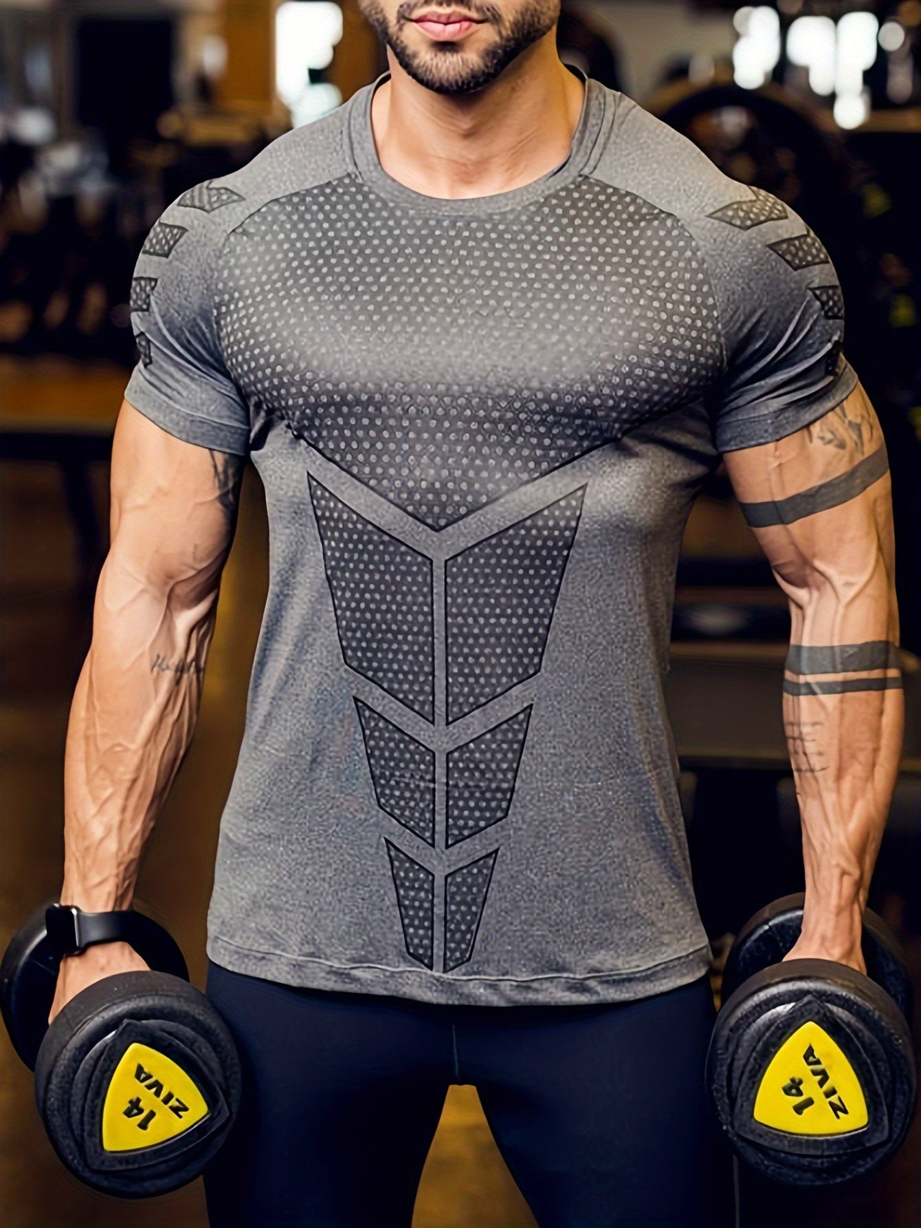 Men's Stretch Quick-drying Breathable Short Sleeve Round Neck Compression T-shirt For Body Building And Training