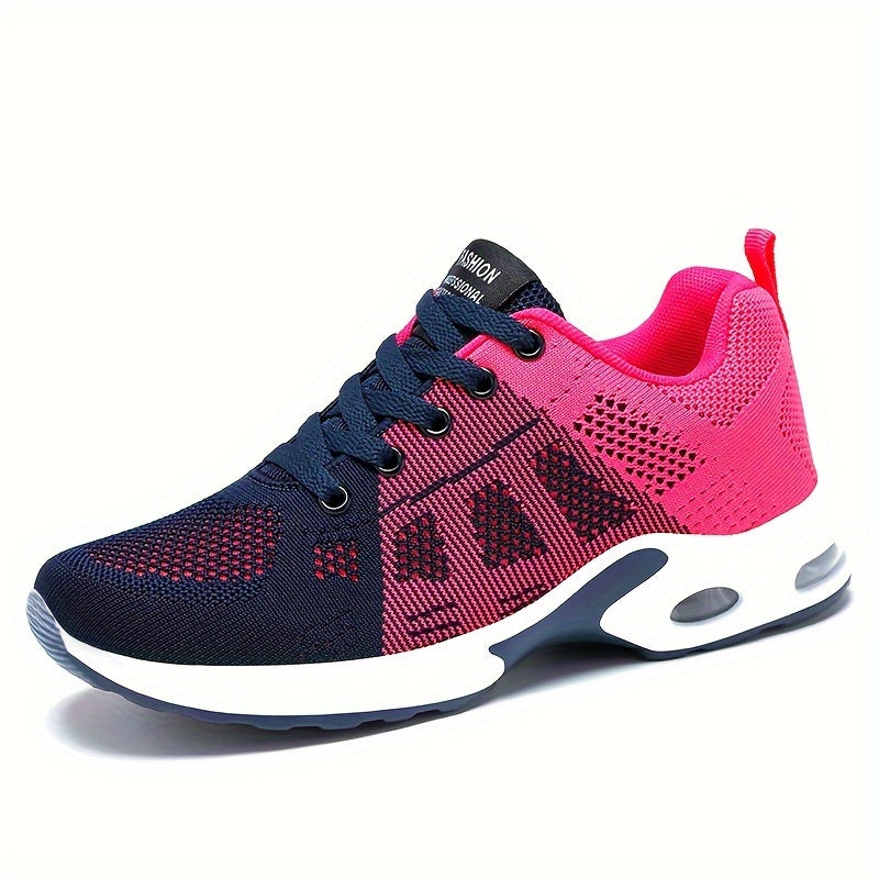Lightweight Mesh Lace Up Sneakers, Fashion Air Cushion Running Sports Shoes, Women's Footwear