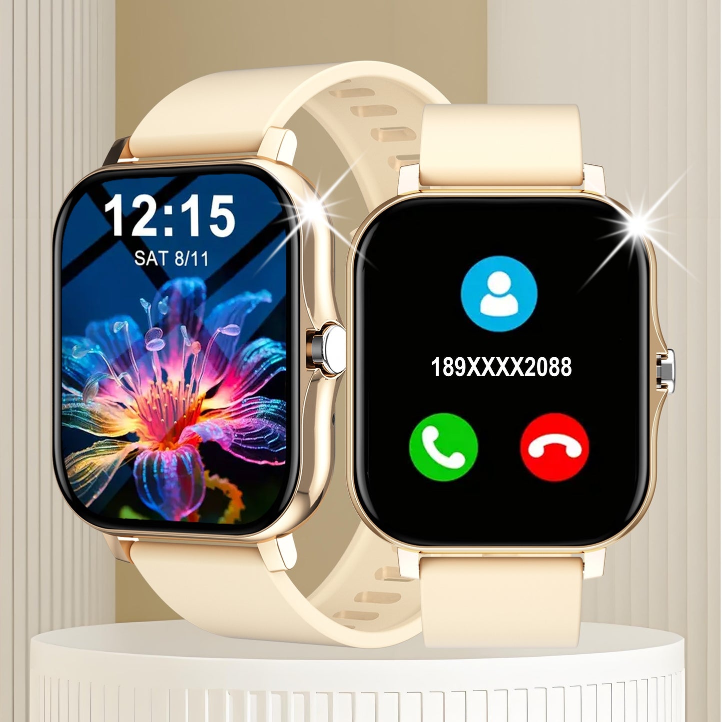 New 1.83-inch Full Touch Screen Silicone Strap Smartwatch for Men and Women, Fitness Tracker with Customizable Dial, Wireless Calling & App Connectivity, 100+ Sports Modes (Hiking, Climbing, Basketball), Remote Camera Control