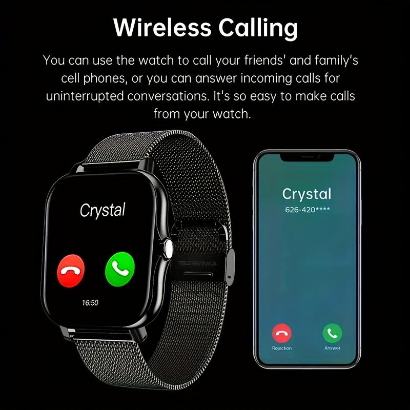 The New Full Touch High-Definition Men'S And Women'S Sports Smartwatch Features Wireless Dialing, Answering Calls, Motion Tracking, Photography, And Music Control. The Stylish Smartwatch Is Compatible with Android And Iphone,