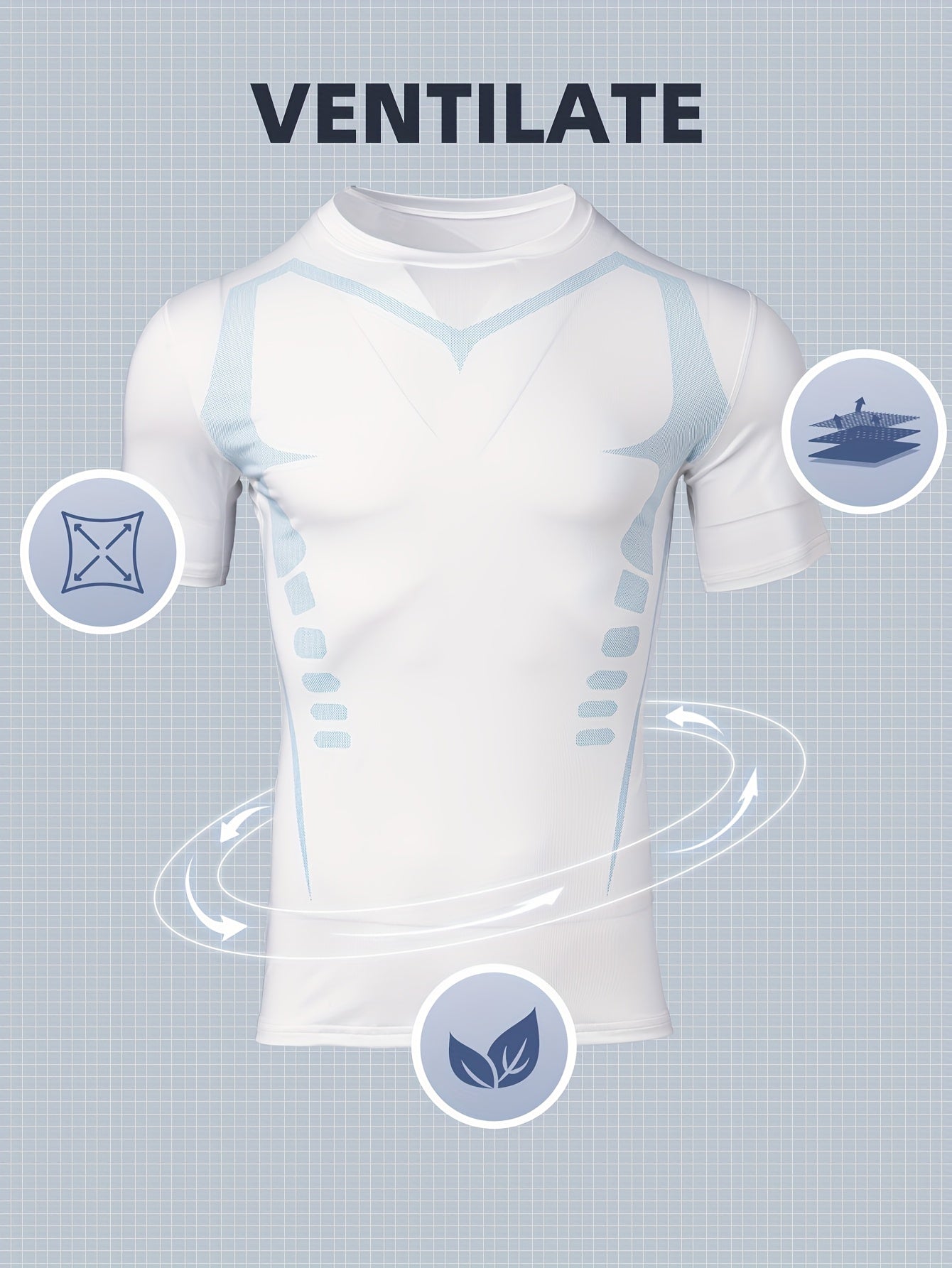 Men's Athletic Compression T-Shirt - Breathable, Stretchy & Slimming for Yoga, Cycling & Running | Solid Color with Geometric Print, Elastic, Muscle, Outdoor Sports, Single Piece