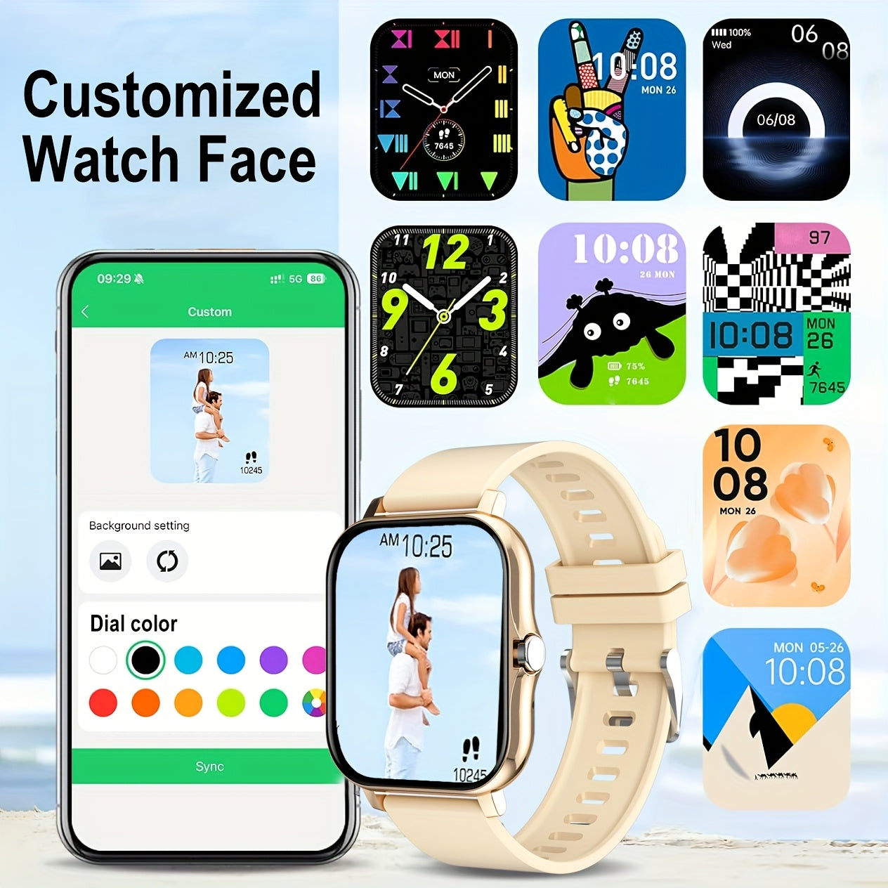 New 1.83-inch Full Touch Screen Silicone Strap Smartwatch for Men and Women, Fitness Tracker with Customizable Dial, Wireless Calling & App Connectivity, 100+ Sports Modes (Hiking, Climbing, Basketball), Remote Camera Control
