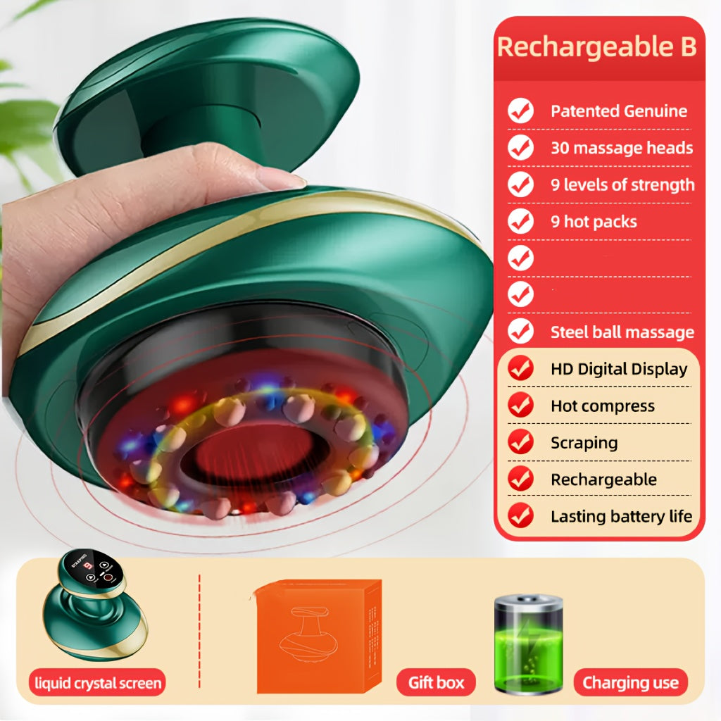 USB Rechargeable Smart Vacuum Cupping Massager, Electrically Heated Gua Sha Suction Cup Gua Sha Jar. with electric heating and gua sha function - 1200mAh lithium battery