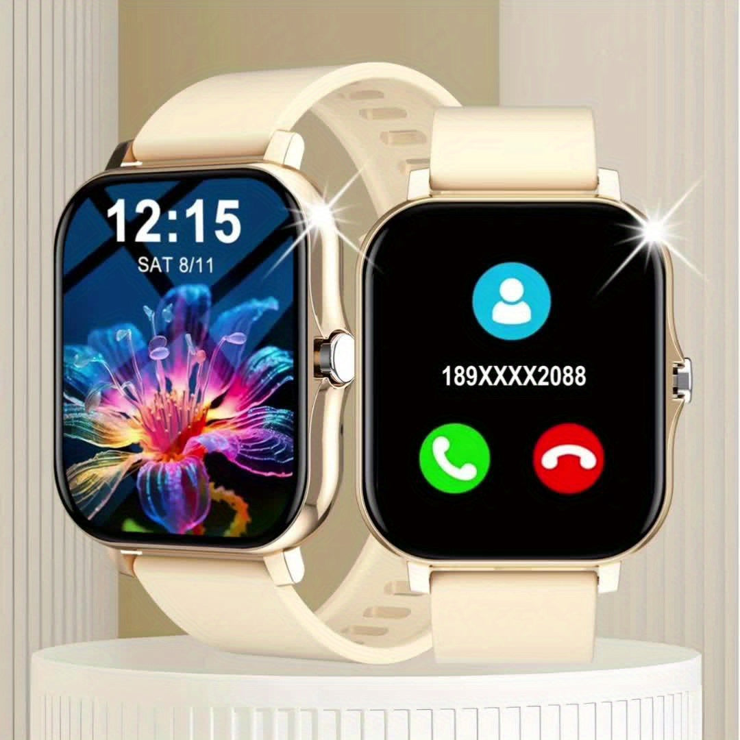New 1.83-inch Full Touch Screen Silicone Strap Smartwatch for Men and Women, Fitness Tracker with Customizable Dial, Wireless Calling & App Connectivity, 100+ Sports Modes (Hiking, Climbing, Basketball), Remote Camera Control