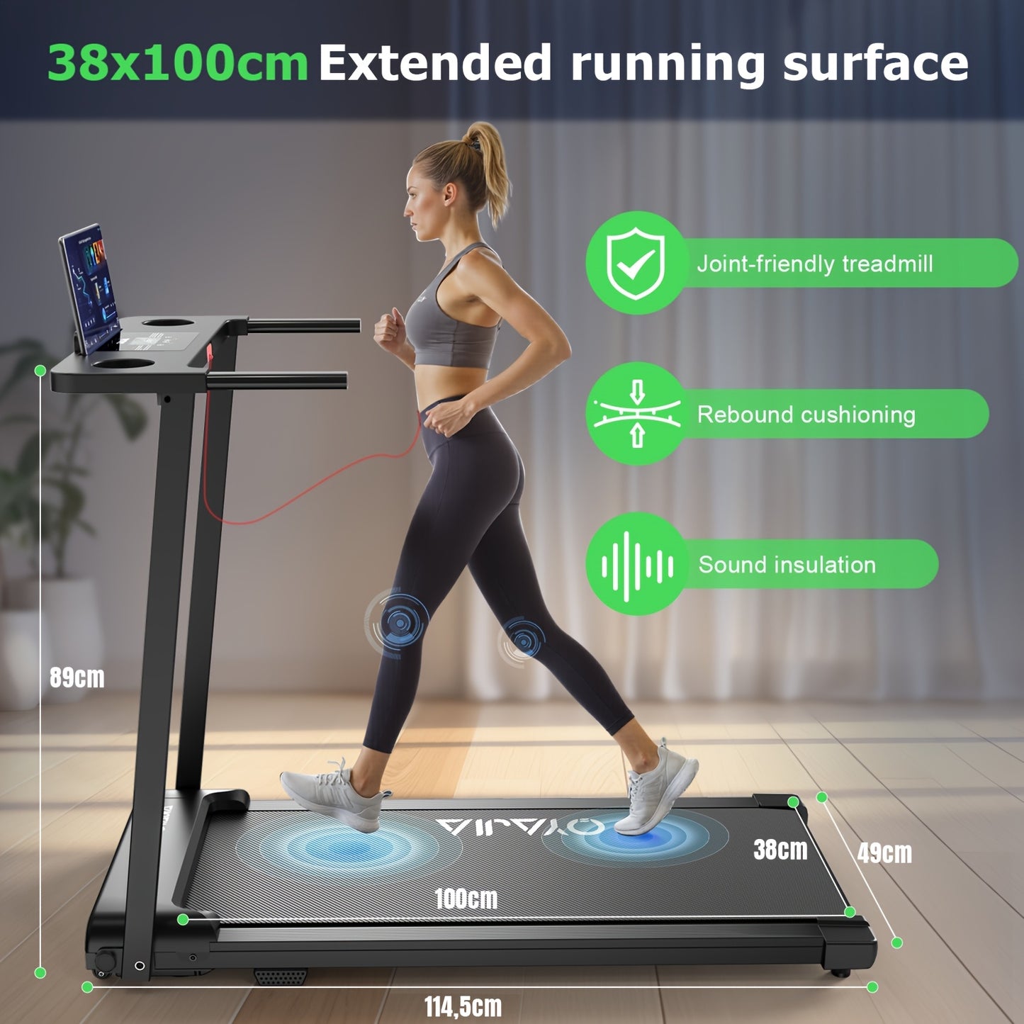 2-in-1 Folding Treadmill, Home Treadmill, 2.0HP Peak DC Motor, 1-12KM/H Speed Adjustment, LED Quad Display 12 Preset Programmes + Triple Mode Switching Music Speaker, Wide Treadmill Belt, Home Fitness Equipment, Home Folding,