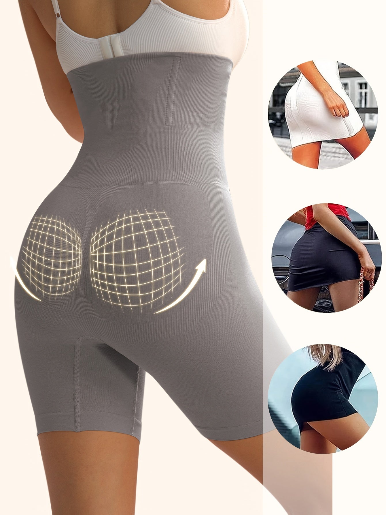 Tummy Control High Waist Sports Shorts, Waist Shaping Running Yoga Shorts, Women's Activewear Wide Waistband