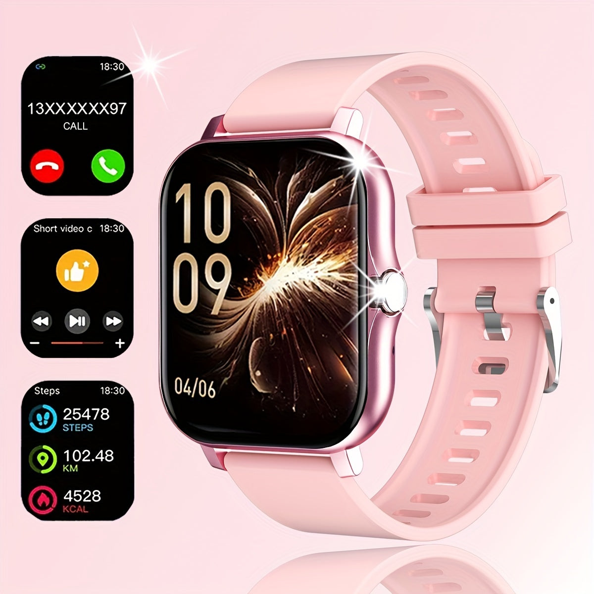 New 1.83-inch Full Touch Screen Silicone Strap Smartwatch for Men and Women, Fitness Tracker with Customizable Dial, Wireless Calling & App Connectivity, 100+ Sports Modes (Hiking, Climbing, Basketball), Remote Camera Control