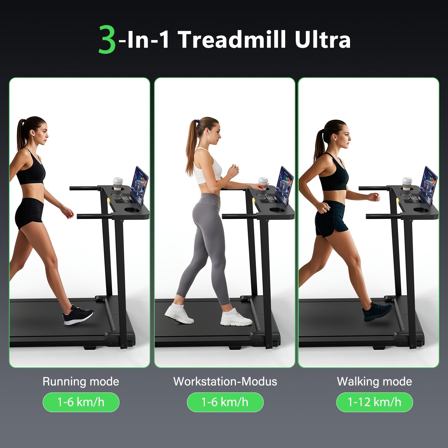 2-in-1 Folding Treadmill, Home Treadmill, 2.0HP Peak DC Motor, 1-12KM/H Speed Adjustment, LED Quad Display 12 Preset Programmes + Triple Mode Switching Music Speaker, Wide Treadmill Belt, Home Fitness Equipment, Home Folding,