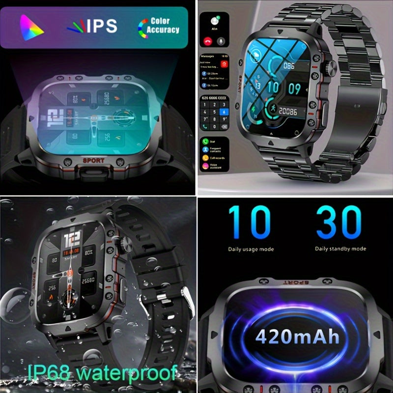 New Rugged Smart Watch for Men Wireless Talk Sports Fitness AI Voice Outdoor 100+ Sports Mode Outdoor Smart Watch