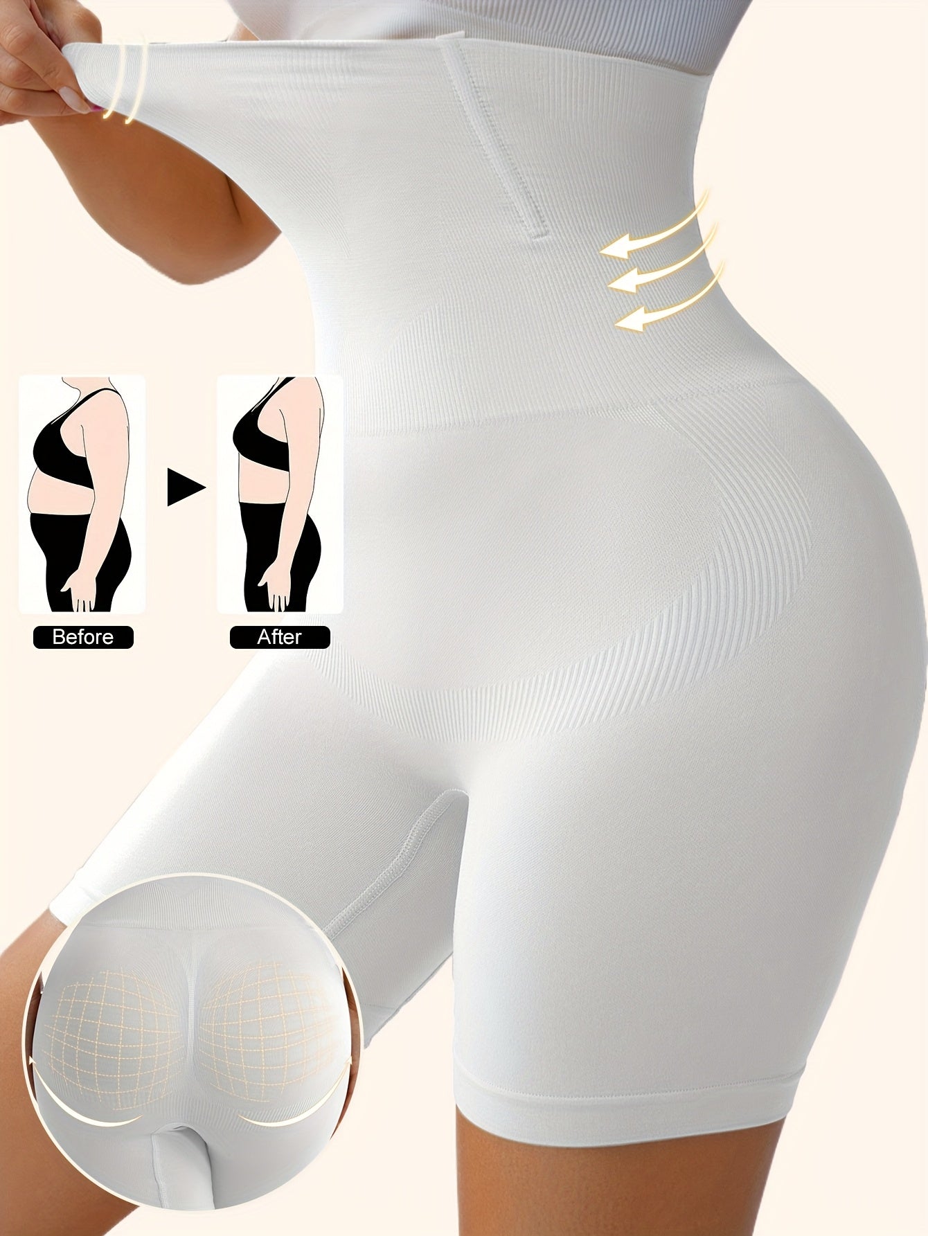 Tummy Control High Waist Sports Shorts, Waist Shaping Running Yoga Shorts, Women's Activewear Wide Waistband