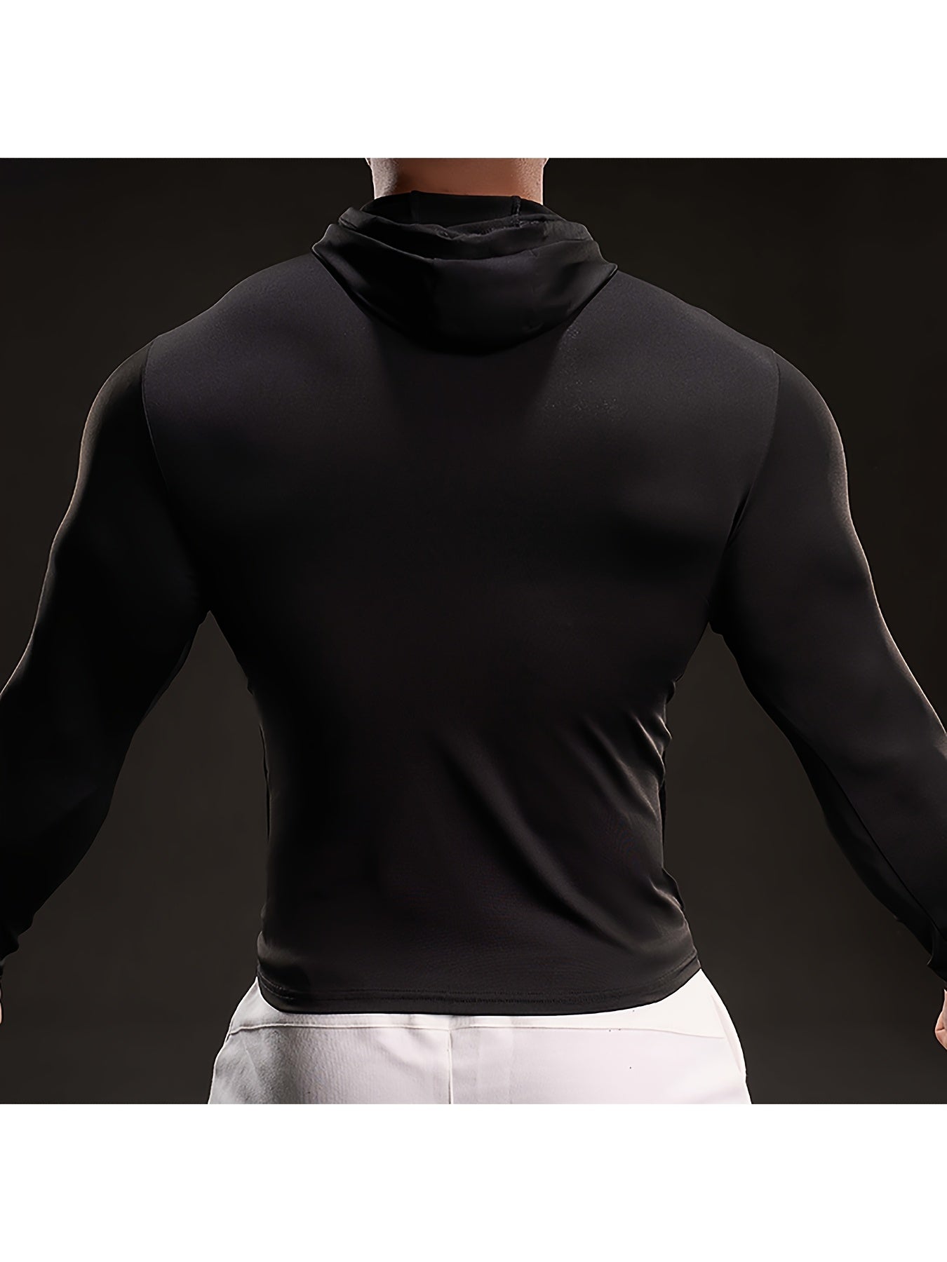 Men'S Black Ice Slicky Fiber Hoodie - Long Sleeve, High-Stretch, Zip-Up Sports Top with Zipper Pockets, Perfect for Fitness & Outdoor Activities, Outdoor Sports Top|Zippered Hoodie|Stretchy Fabric