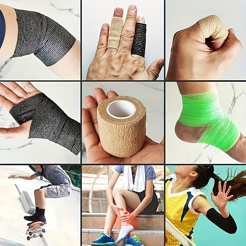 1 Pack/6 Rolls, Self-Adhesive Bandage, Sports Tape, Elastic Bandage, Non-Woven High Elastic Sports Elasticity, Can Be Used for Basketball, Football, Tennis, Running And Other Sports Fitness, Easy to Carry.
