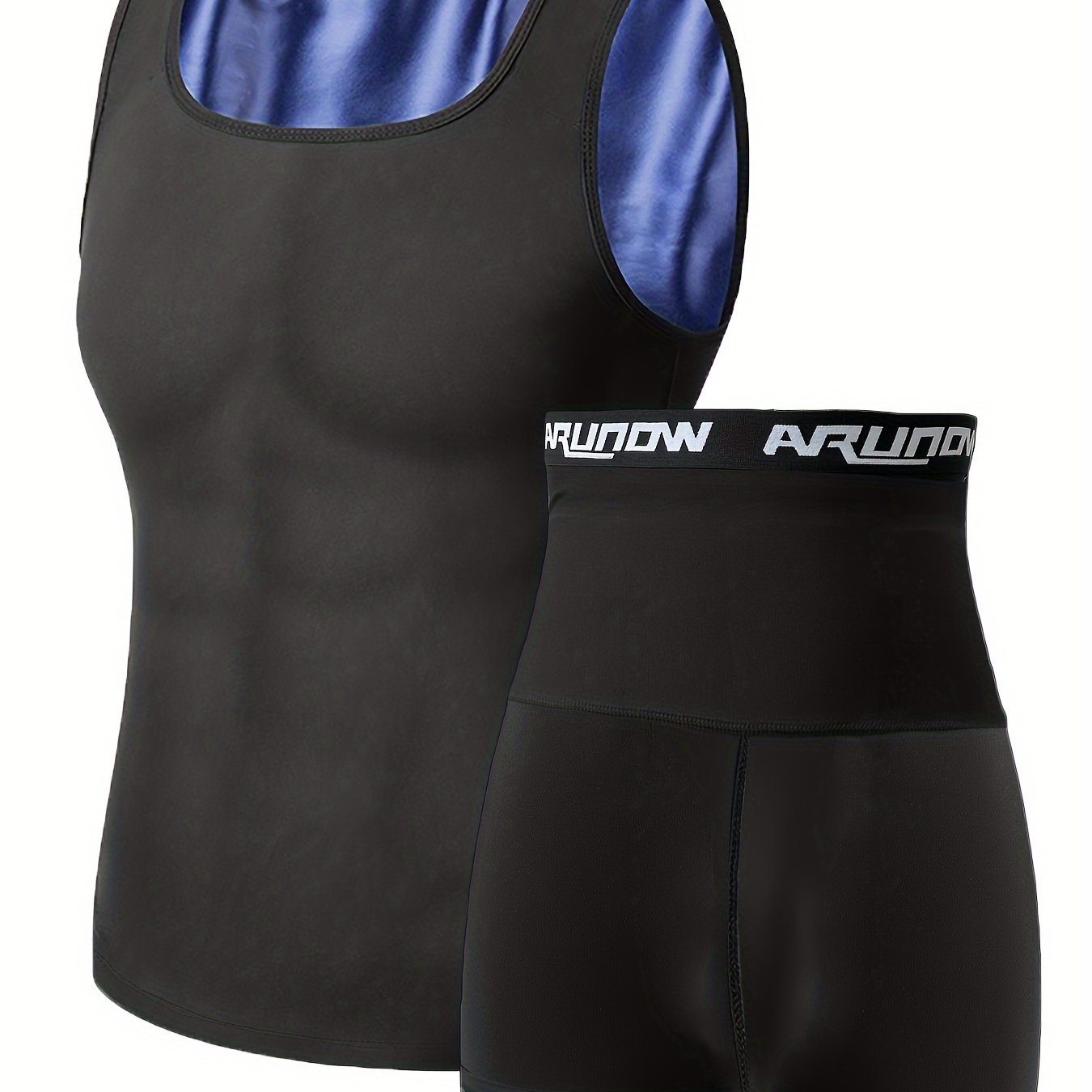 Sauna Hoodie Sweat Vest and Shorts Set for Men, Shapewear Shorts, Sports Sleeveless Underwear, Jogging Pants, Underwear Set, European Size