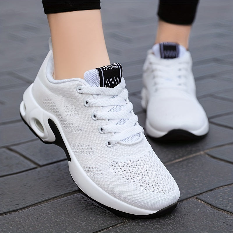 Lightweight Mesh Lace Up Sneakers, Fashion Air Cushion Running Sports Shoes, Women's Footwear