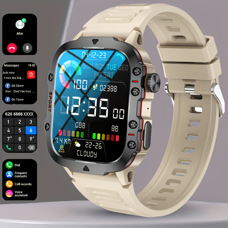 New Rugged Smart Watch for Men Wireless Talk Sports Fitness AI Voice Outdoor 100+ Sports Mode Outdoor Smart Watch