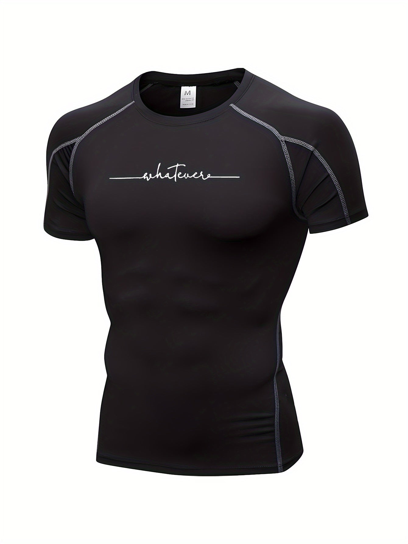 Yumei Water OBM Men's High-Elasticity Quick-Dry Workout T-Shirt - Moisture-Wicking 80% Polyester/20% Elastane, Striped Athletic Top for Running, Yoga, Gym & Outdoor Activities - Machine Washable, All-Season Comfort Fit