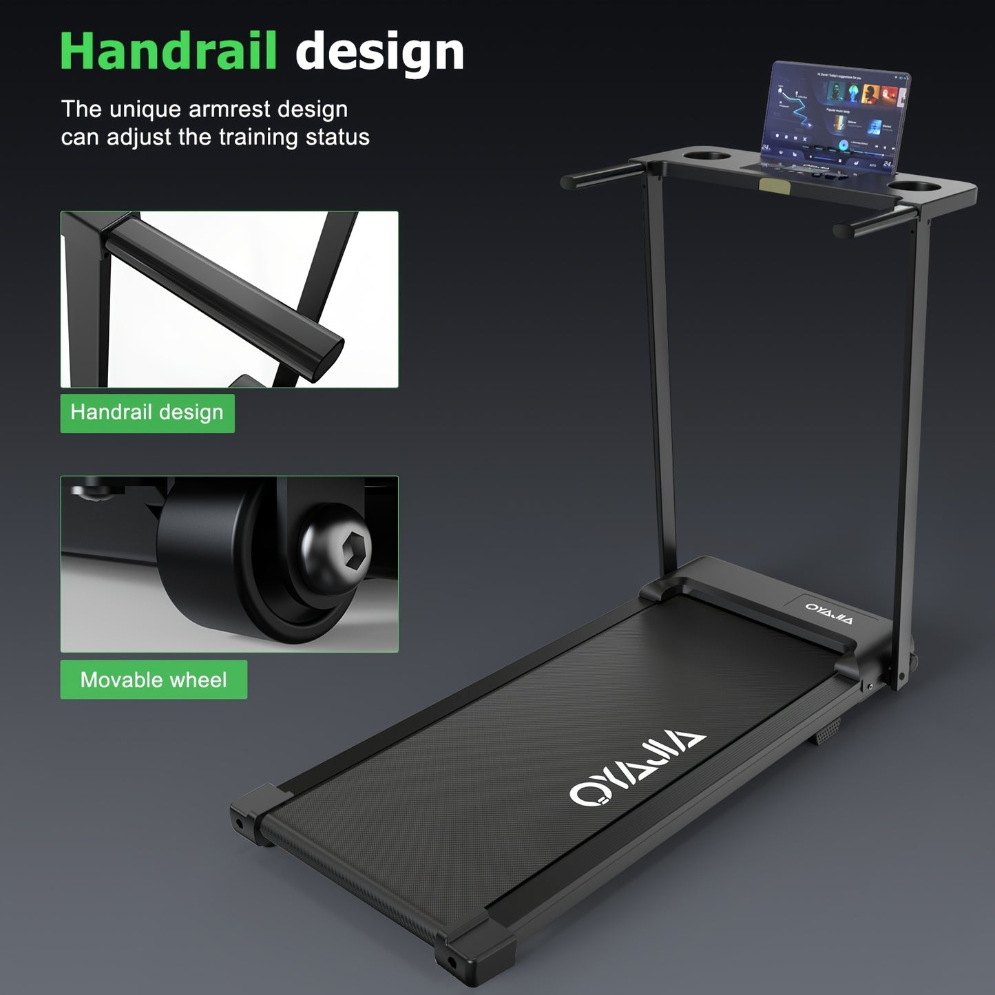 2-in-1 Folding Treadmill, Home Treadmill, 2.0HP Peak DC Motor, 1-12KM/H Speed Adjustment, LED Quad Display 12 Preset Programmes + Triple Mode Switching Music Speaker, Wide Treadmill Belt, Home Fitness Equipment, Home Folding,