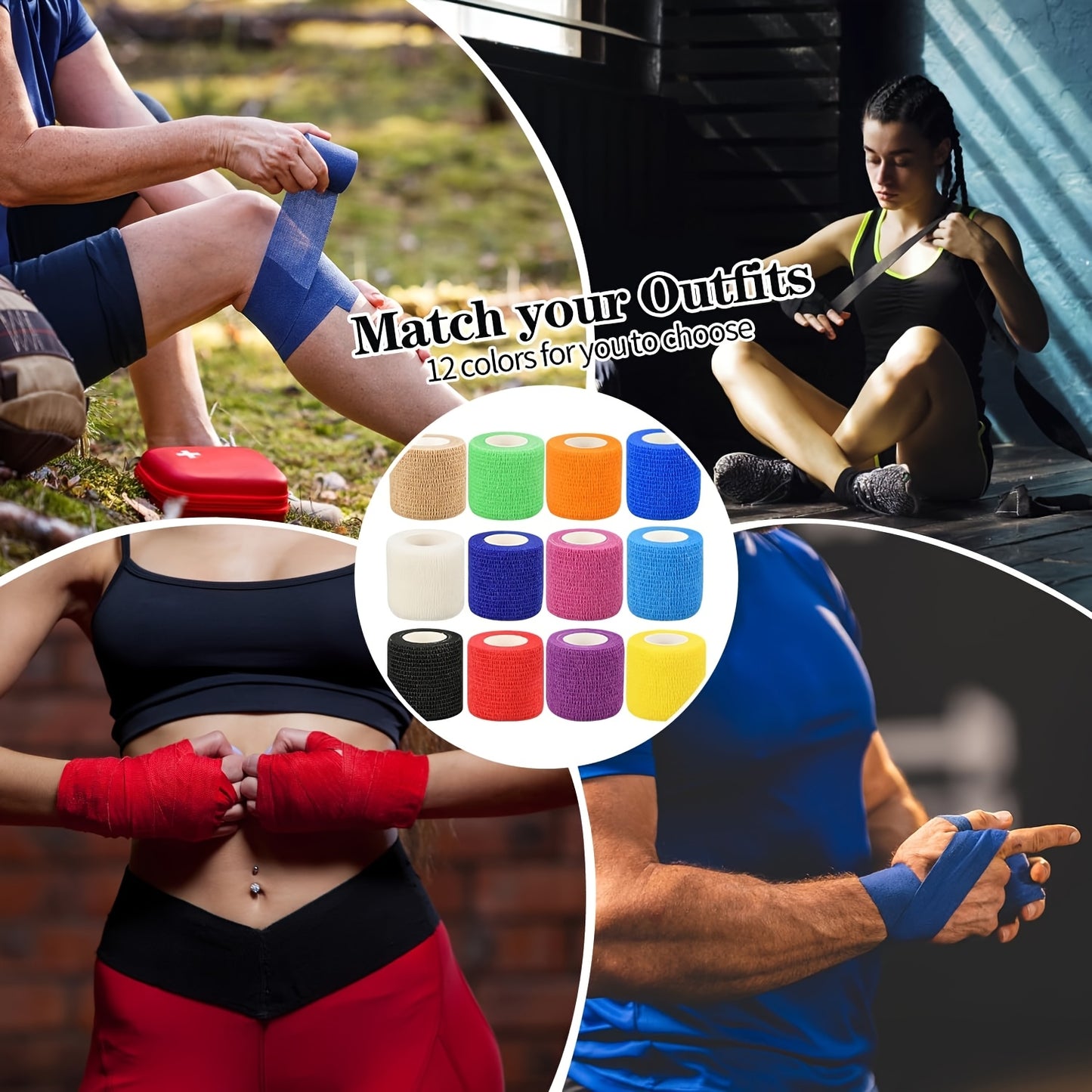 1 Pack/6 Rolls, Self-Adhesive Bandage, Sports Tape, Elastic Bandage, Non-Woven High Elastic Sports Elasticity, Can Be Used for Basketball, Football, Tennis, Running And Other Sports Fitness, Easy to Carry.