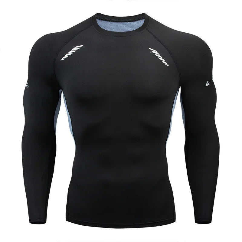 T-shirt homme course Sport T-shirt hommes Compression Fitness hauts T-shirt séchage rapide entraînement Gym Sport course chemises Jersey