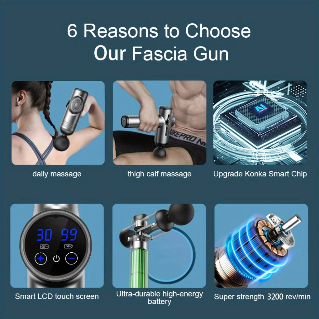 Pistolet de Massage musculaire professionnel à 99 vitesses, masseur pour le cou et le dos, Instrument de Massage, équipement de Fitness, livraison directe