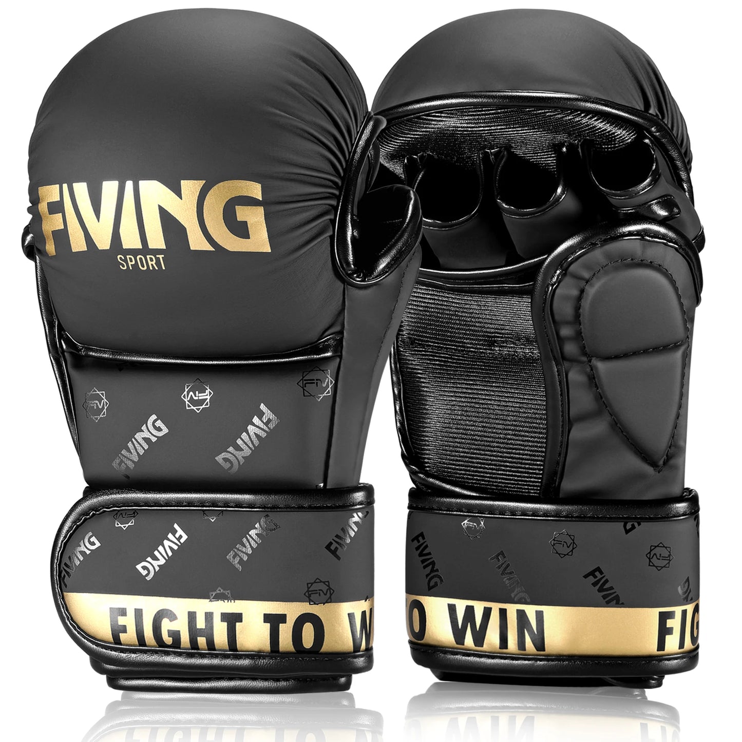FIVING gants MMA or noir gants de boxe ouverts, arts martiaux masculins et féminins, sports de combat, MMA, boxe, Muay Thai, Taekwond