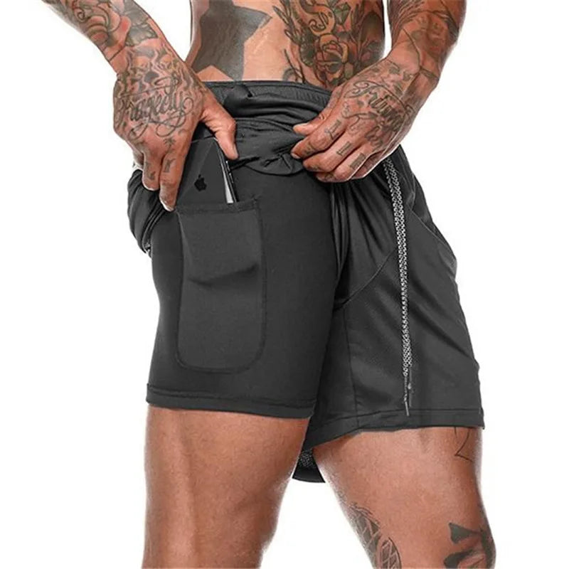 Short de Sport 2 en 1 pour hommes, vêtements de Sport, Short de course à Double pont, bas de plage, été, Fitness, entraînement, Jogging, pantalons courts pour hommes