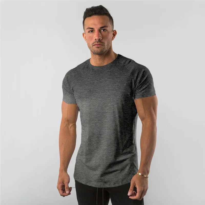 Fitness T-Shirt hommes musculation à manches courtes Sport course T-shirt hommes vêtements de Sport chemises d'entraînement hommes hommes gymnase été hauts T-Shirt