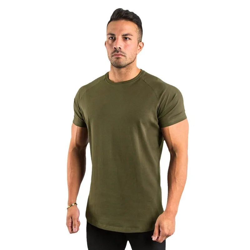 Fitness T-Shirt hommes musculation à manches courtes Sport course T-shirt hommes vêtements de Sport chemises d'entraînement hommes hommes gymnase été hauts T-Shirt