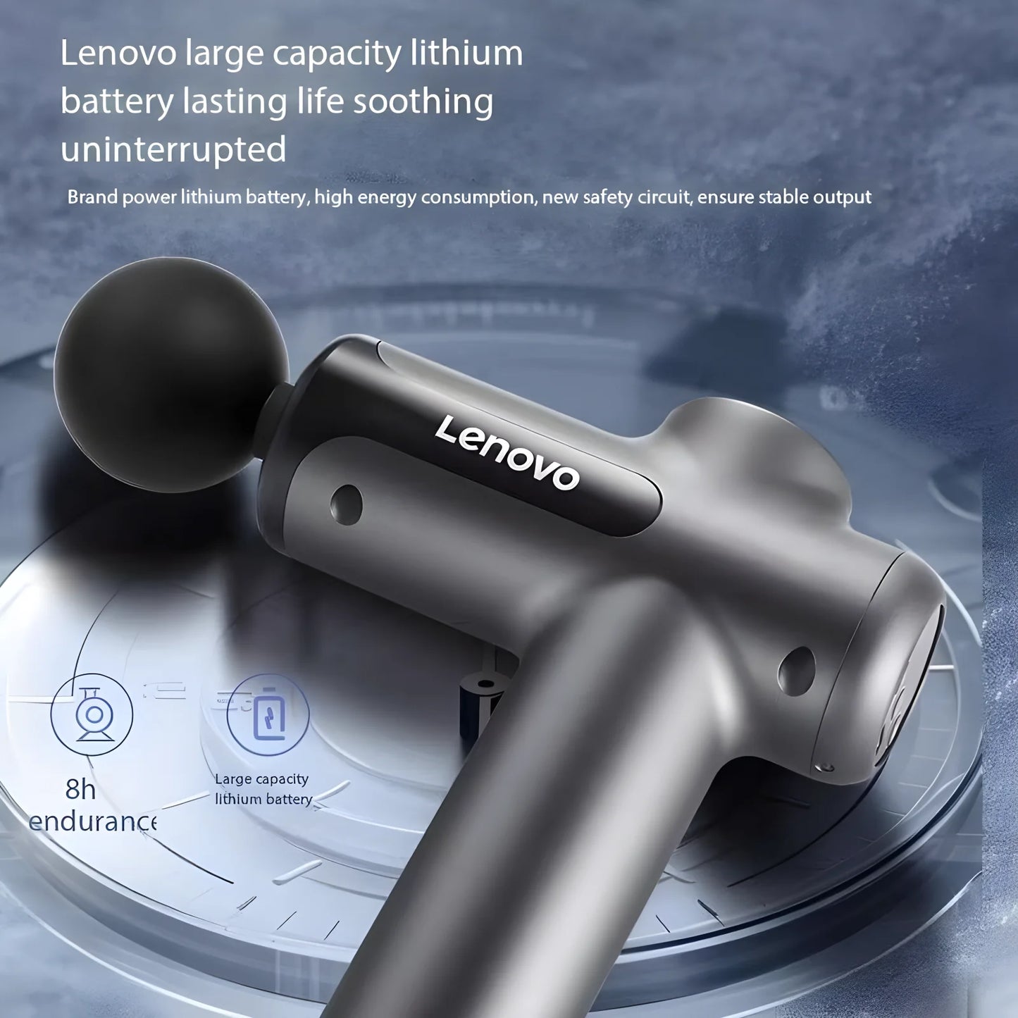 Lenovo – pistolet Fascia de marque, soulage en profondeur les douleurs musculaires, équipement de Fitness et de Relaxation, écran tactile LED, 8 têtes de Massage, cadeaux
