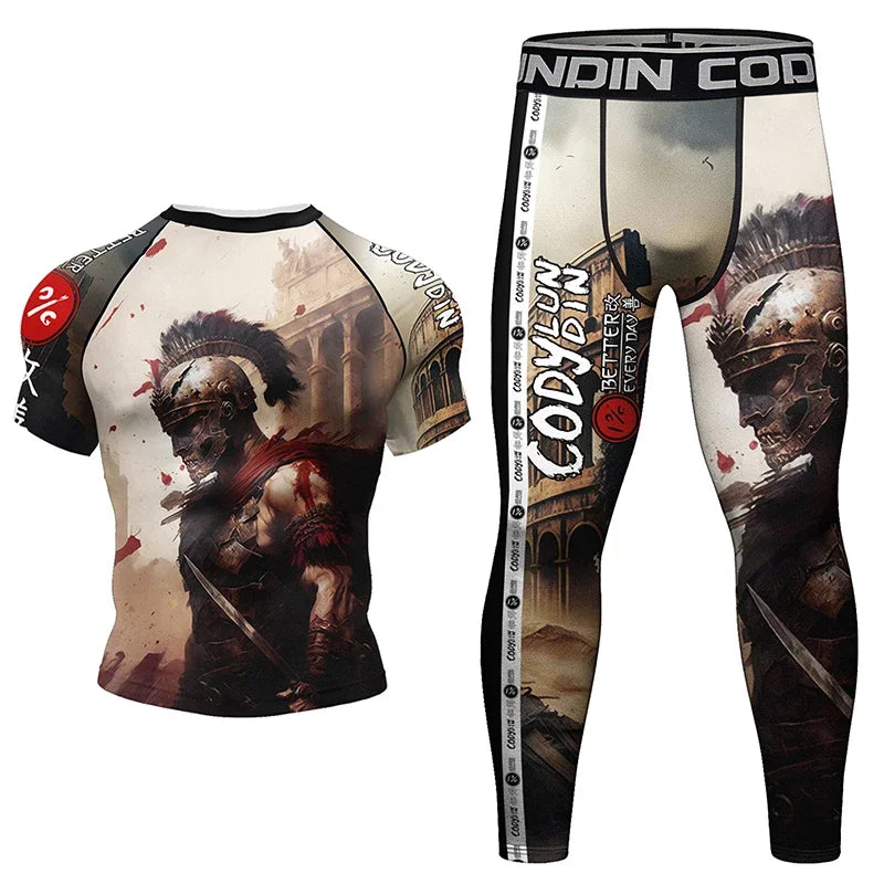 Mma vêtements homme Rashguard T-shirt + pantalon ensembles anti-éruption Jiu jitsu MMA chemise de Compression + short Bjj maillots de boxe combinaisons de Sport
