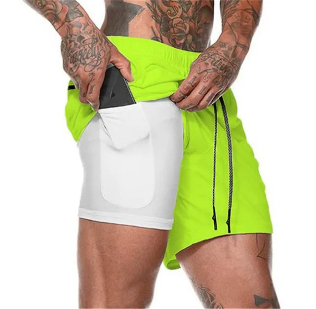 Short de Sport 2 en 1 pour hommes, vêtements de Sport, Short de course à Double pont, bas de plage, été, Fitness, entraînement, Jogging, pantalons courts pour hommes