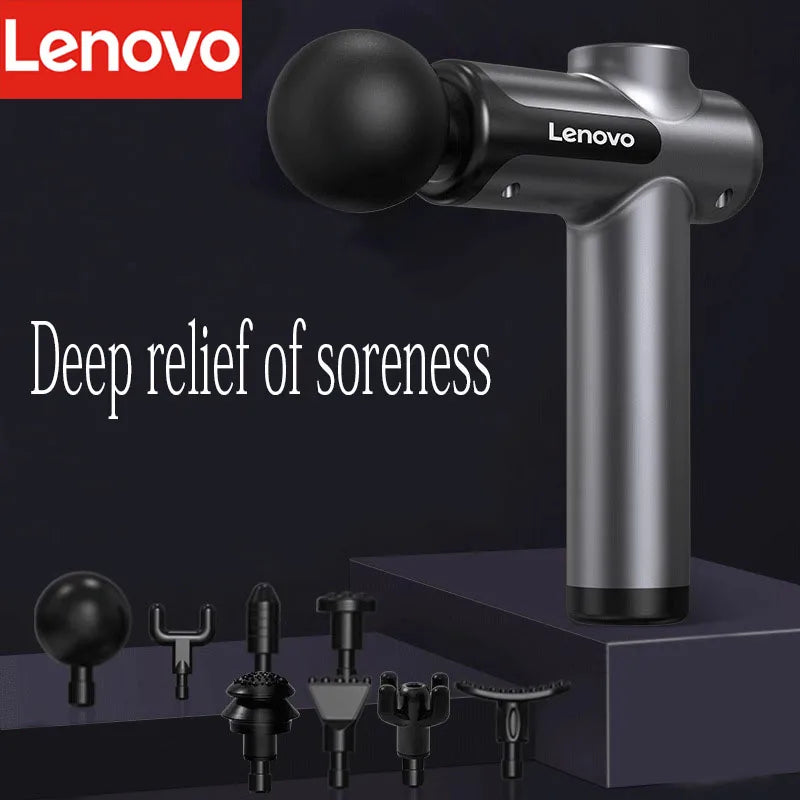 Lenovo – pistolet Fascia de marque, soulage en profondeur les douleurs musculaires, équipement de Fitness et de Relaxation, écran tactile LED, 8 têtes de Massage, cadeaux