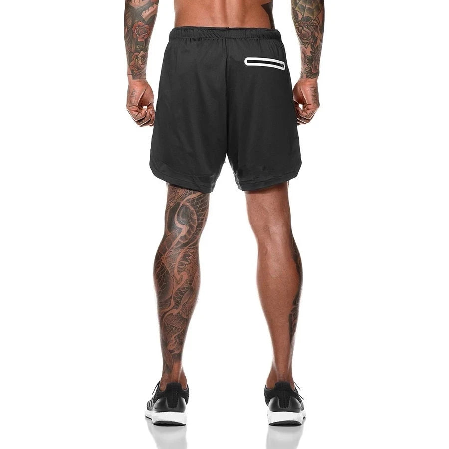 Short de Sport 2 en 1 pour hommes, vêtements de Sport, Short de course à Double pont, bas de plage, été, Fitness, entraînement, Jogging, pantalons courts pour hommes