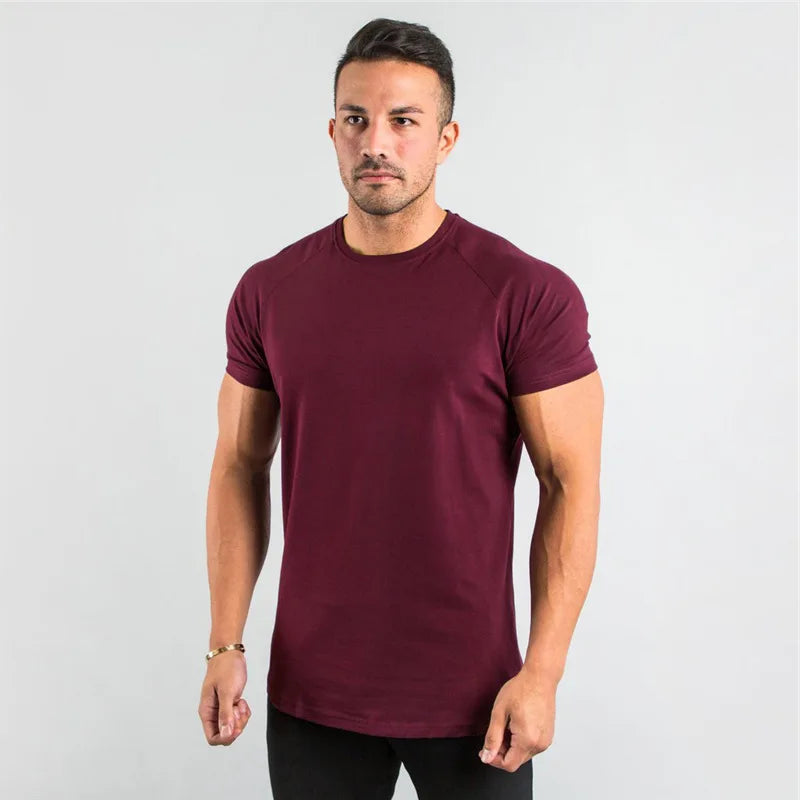 Fitness T-Shirt hommes musculation à manches courtes Sport course T-shirt hommes vêtements de Sport chemises d'entraînement hommes hommes gymnase été hauts T-Shirt