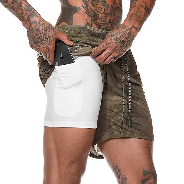 Short de Sport 2 en 1 pour hommes, vêtements de Sport, Short de course à Double pont, bas de plage, été, Fitness, entraînement, Jogging, pantalons courts pour hommes