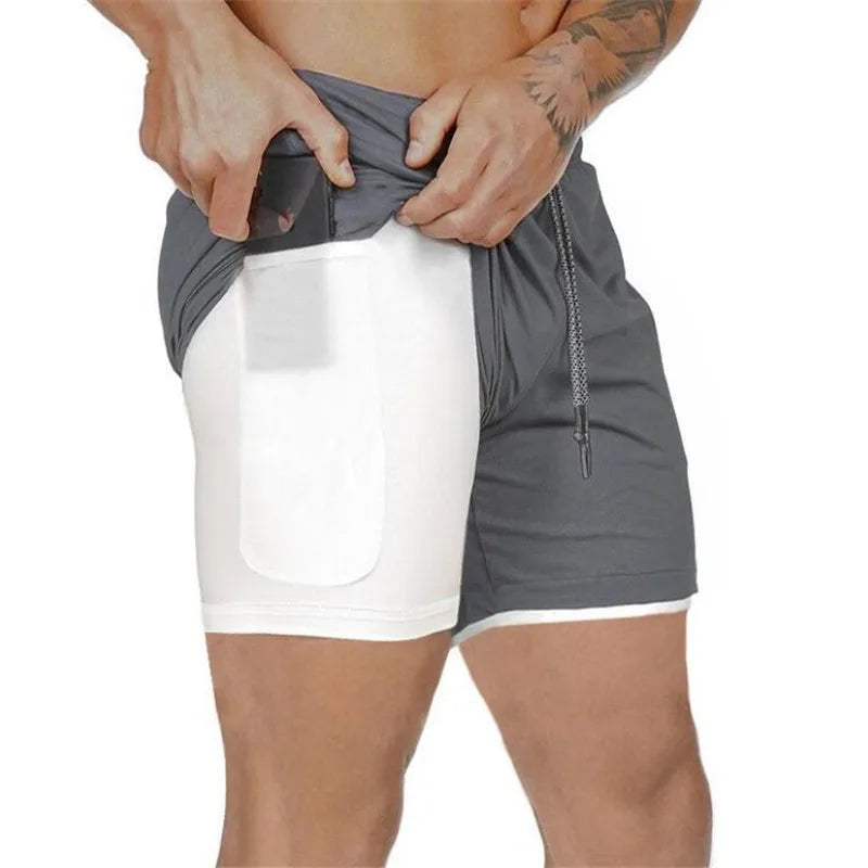 Short de Sport 2 en 1 pour hommes, vêtements de Sport, Short de course à Double pont, bas de plage, été, Fitness, entraînement, Jogging, pantalons courts pour hommes
